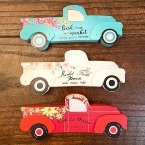 Spring Mini Truck Decor Signs Set of 3 For Tier Tray, Tabletop or Shelf Signs